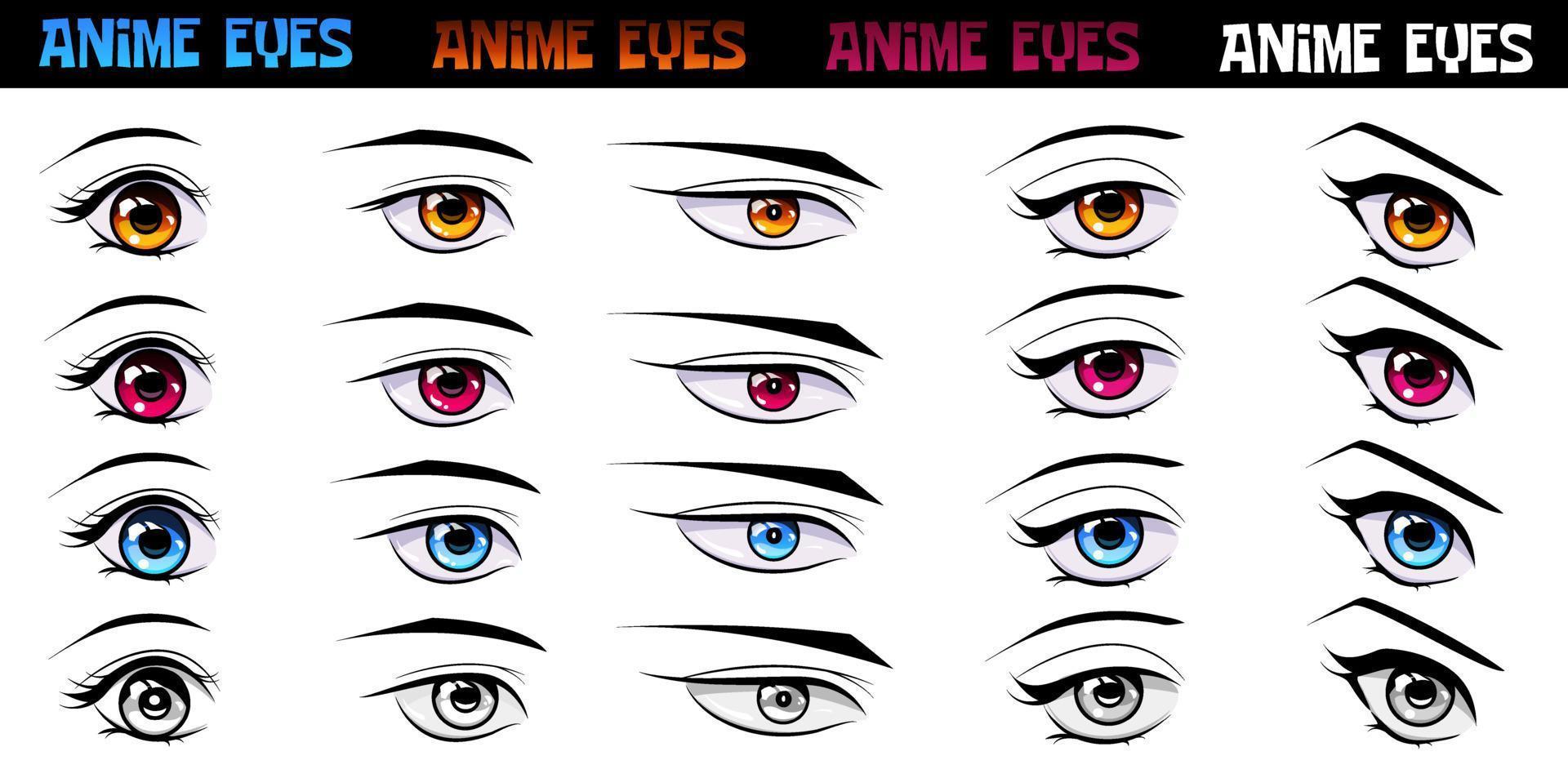 Set of eyes in anime or manga style. 22101914 Vector Art at Vecteezy