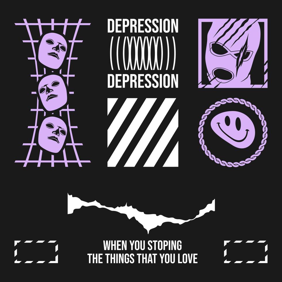Depression for T Shirt vector