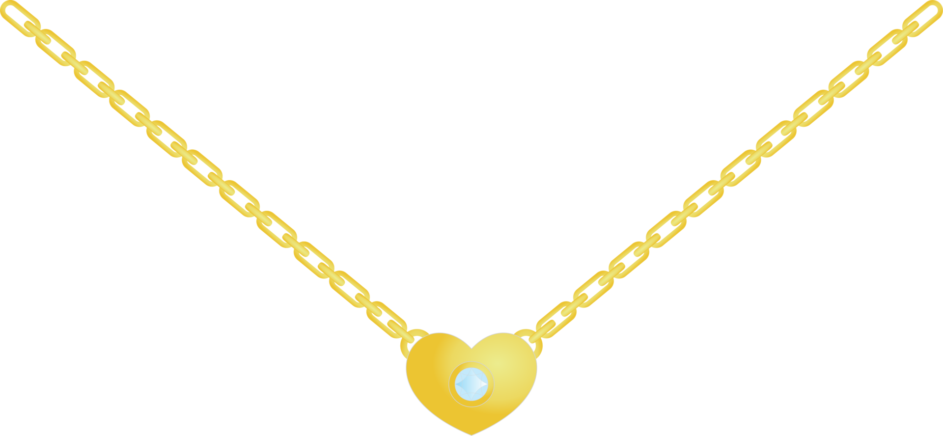 Free Gold chain necklace heart shape pendant with diamond PNG 22102103