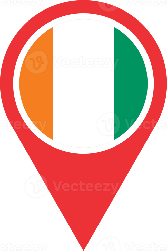 Cote d'Ivoire  flag pin map location png