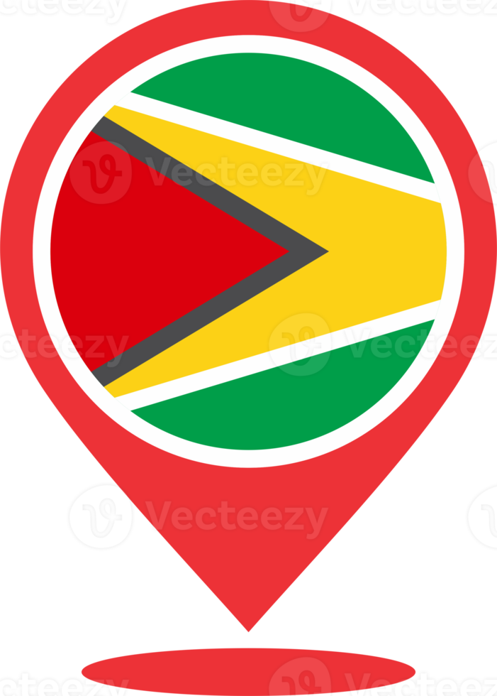 Guyana flag  pin map location png