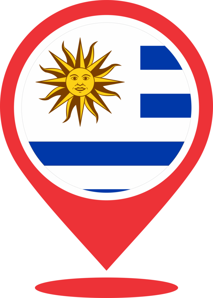 Uruguay flag pin map location PNG