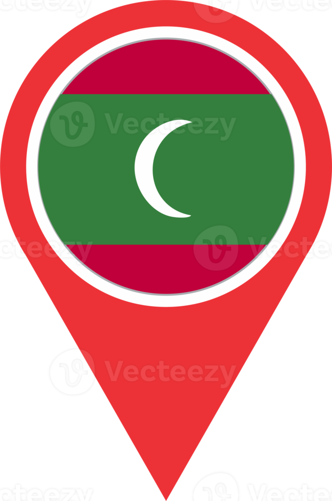 Maldives flag pin map location PNG