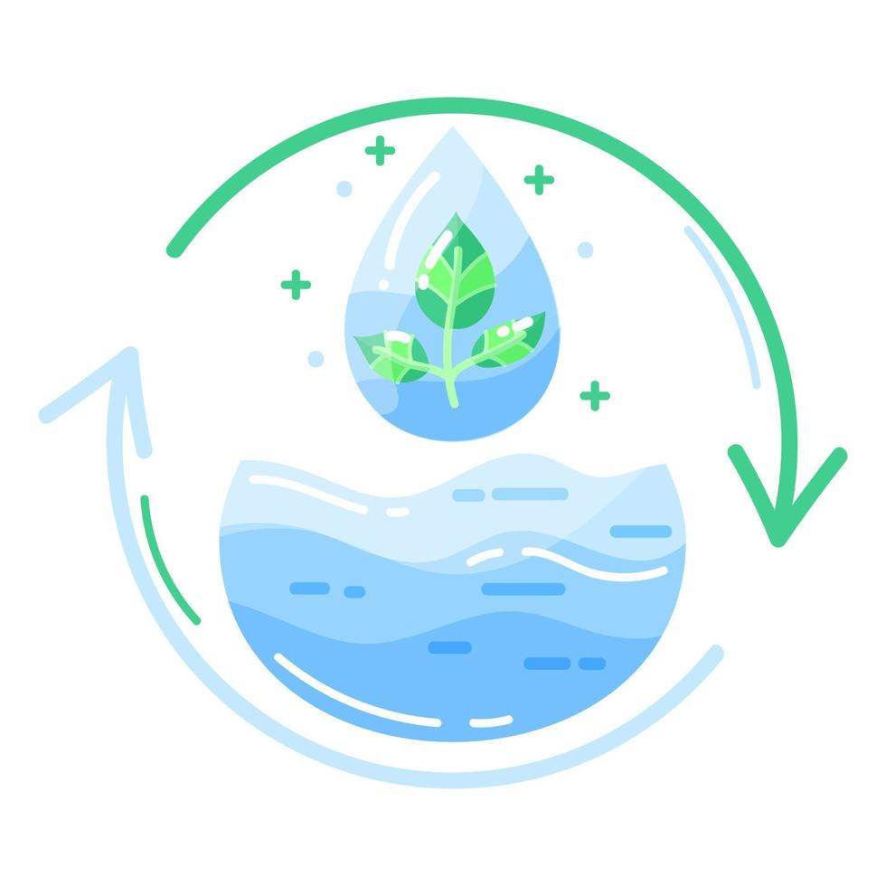 Icons. Ecology. Water drop. Plant. Pure water. Icon in modern style. Flat style. vector