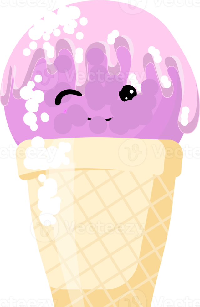 ice cream in a glass. Kawaii ice cream character png