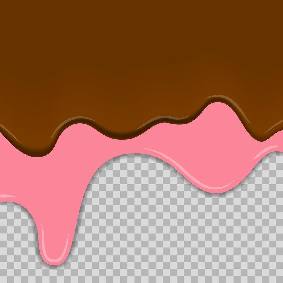 Melted ice cream vector illustration. Double chocolate and strawberry ice cream melted on something