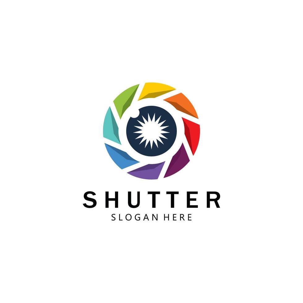 Photographic camera logo, camera lens, and digital. vector