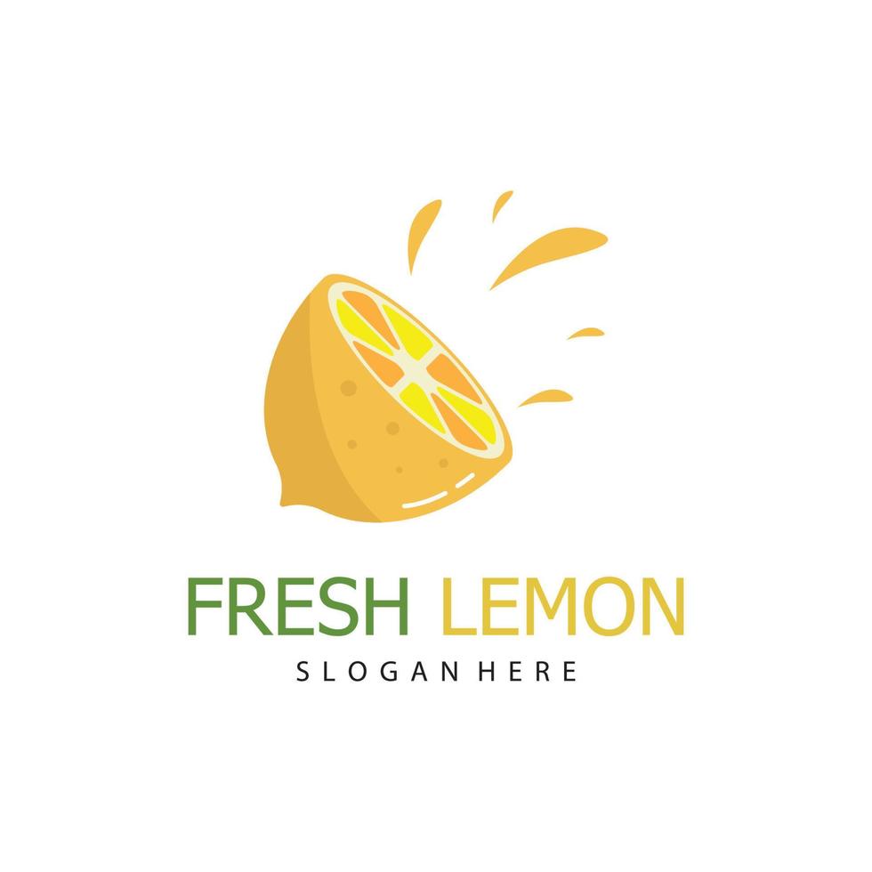 Fresh lemon fruit vector logo with leaves, for lemon fruit fresh drink.