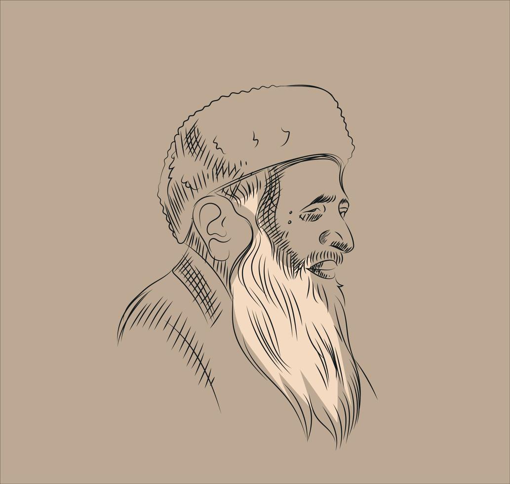 Sketch of Abdul Sattar Edhi vector