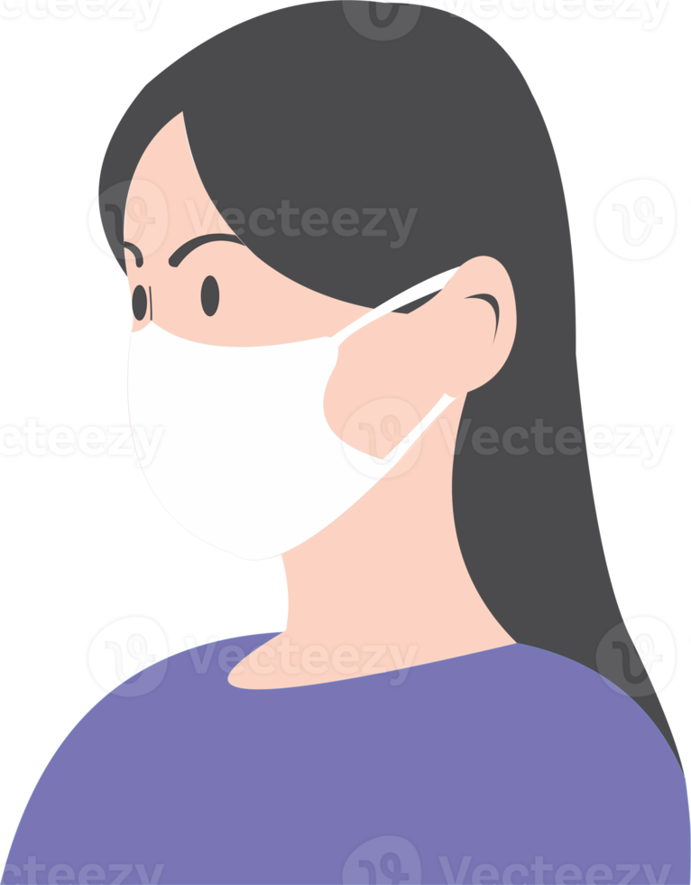 The woman wear white mask PNG