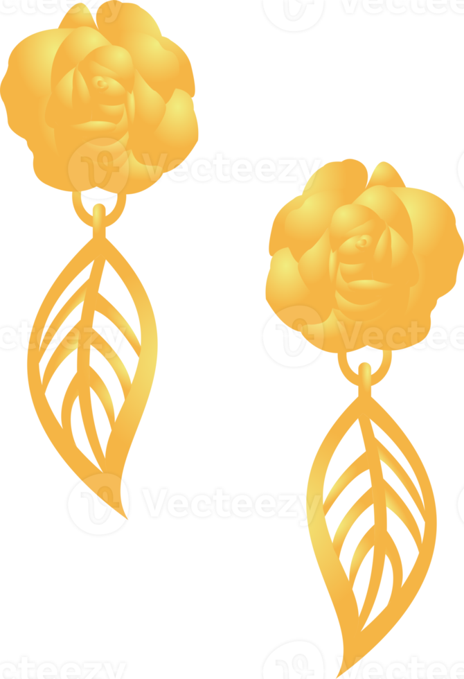 Rose gold and leaf earring PNG