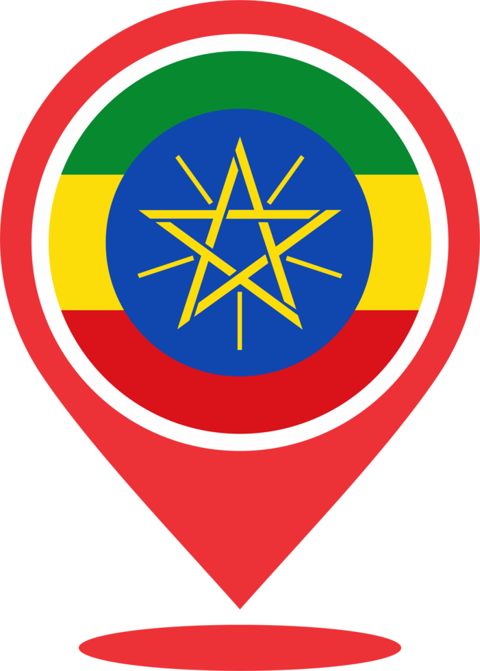 Ethiopia flag pin map location PNG