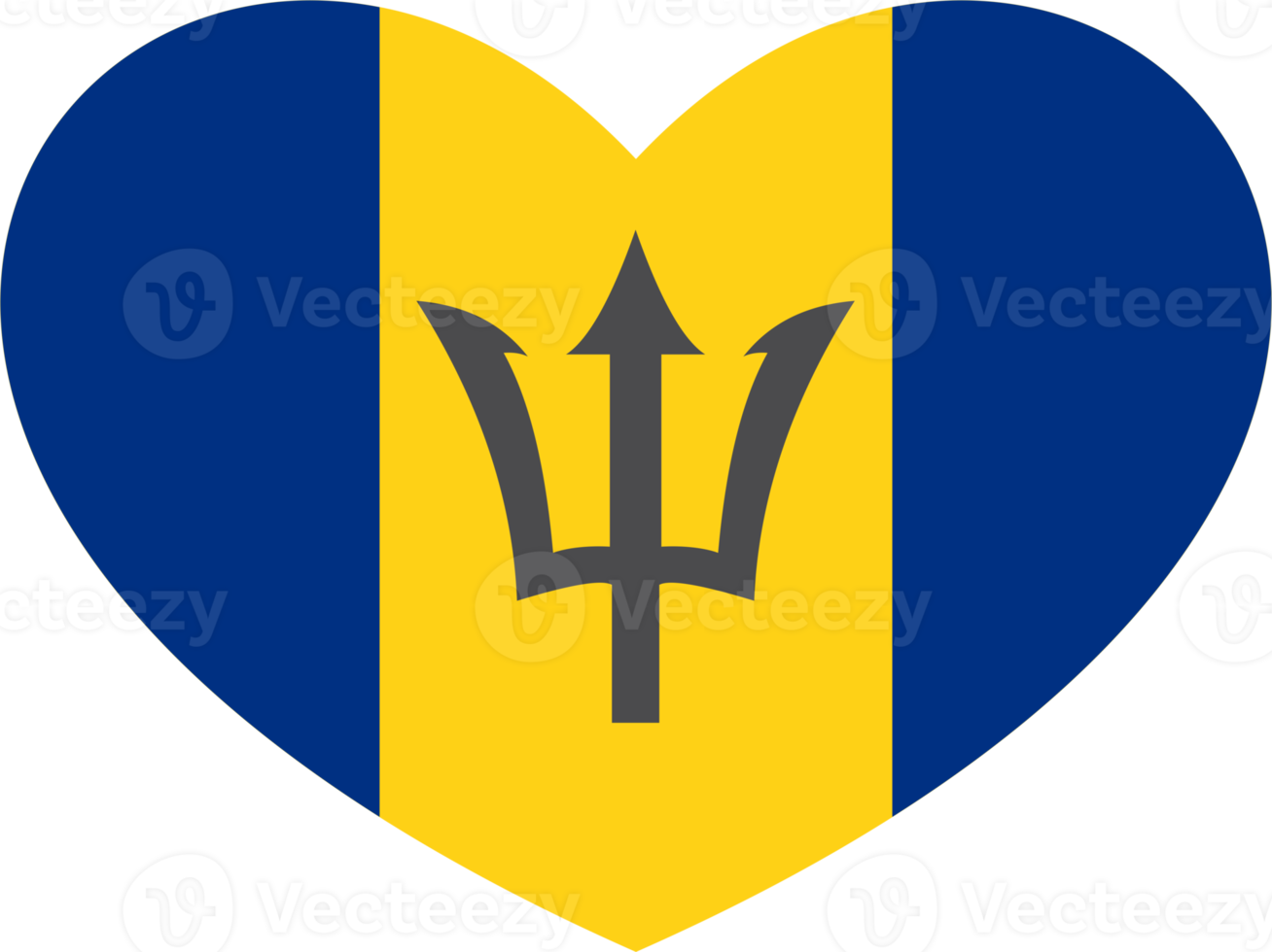 Barbados vlag hart vorm PNG