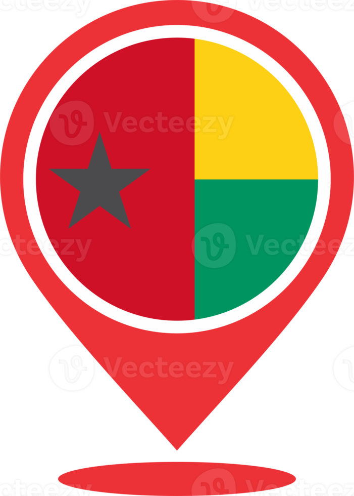 Guinea Bissau flag pin map location PNG