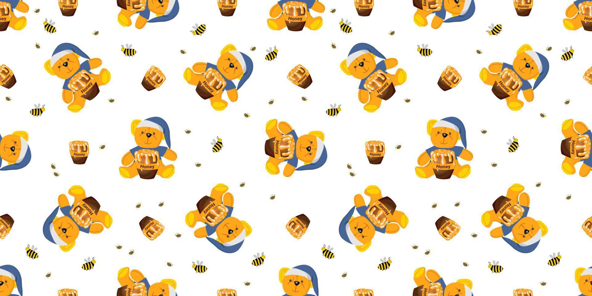 Seamless pattern with toy bears. Yellow teddy bear vector