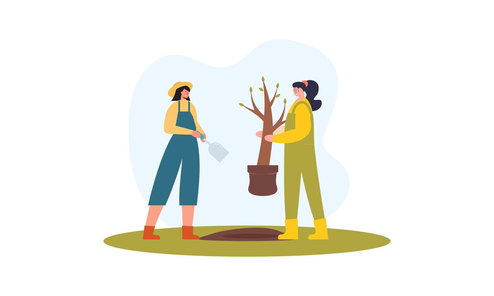 Flat design illustration tree planting 22102860 Vector Art at Vecteezy