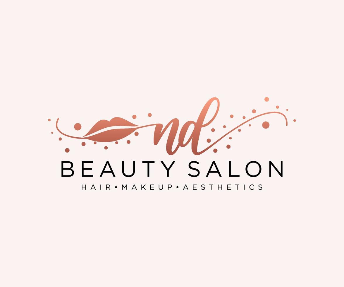 Initial ND feminine logo collections template. handwriting logo of initial signature, wedding, fashion, jewerly, boutique, floral and botanical with creative template for any company or business. vector