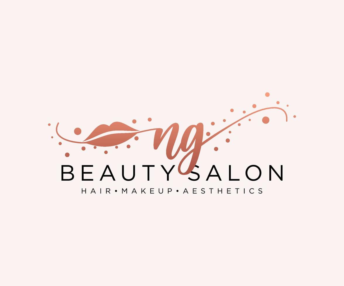 Initial NG feminine logo collections template. handwriting logo of initial signature, wedding, fashion, jewerly, boutique, floral and botanical with creative template for any company or business. vector