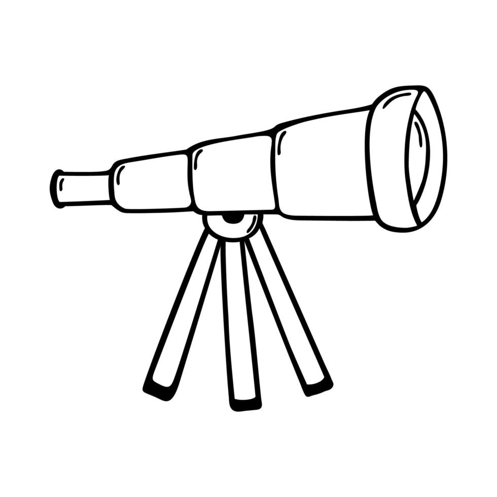 telescopio, garabato, icono vector