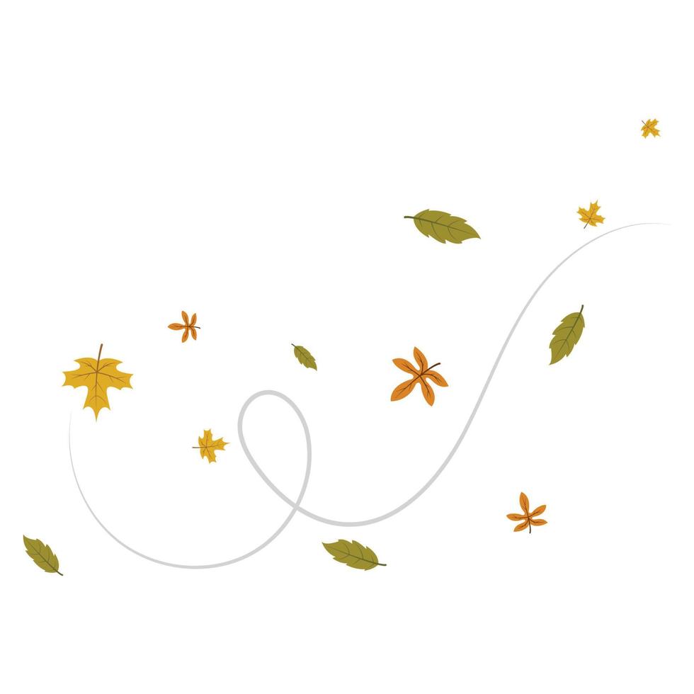 fallen leaves and bowing  wind vector illustration design