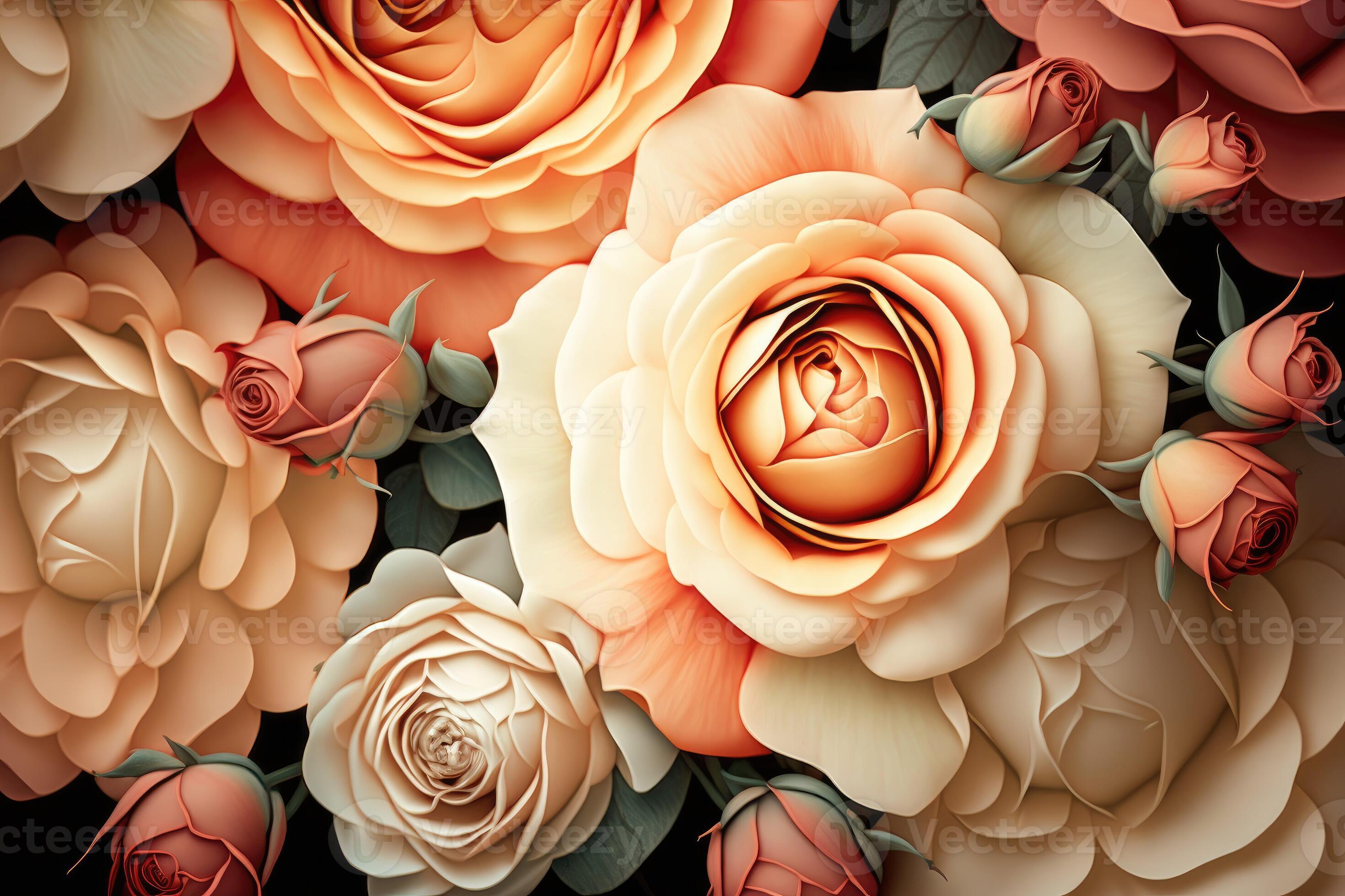 Rose and peach flowers background. 22103220 Stock Photo at Vecteezy