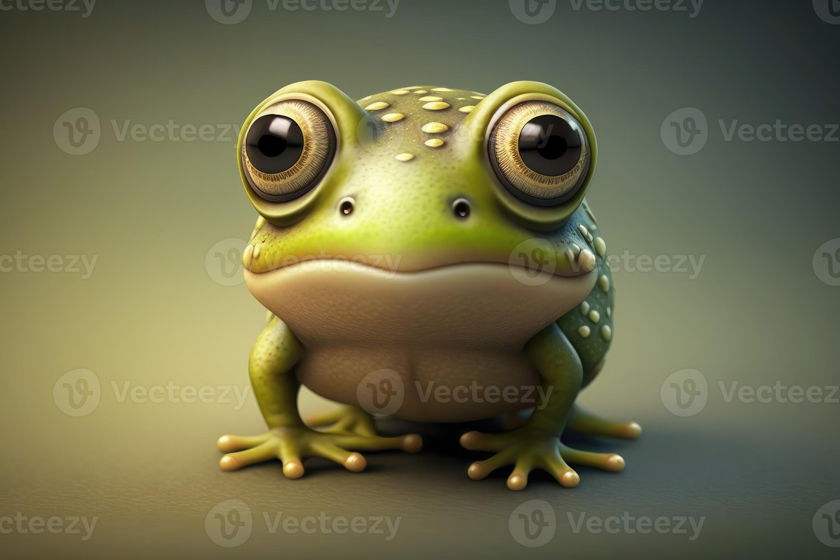 AI Generated 3D Cute smile little frog kawaii character. Realistic frog  with big eyes. 22103236 Stock Photo at Vecteezy