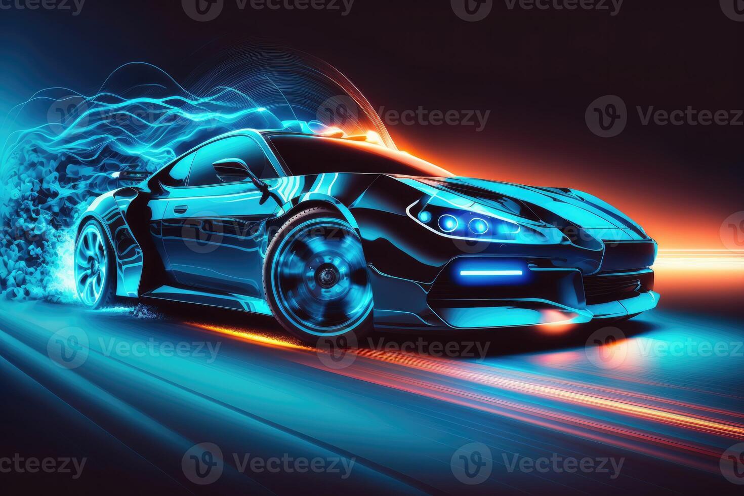 futuristisch Sport Auto mit glühend LED Beleuchtung. generativ ai 26790152  Stock-Photo bei Vecteezy