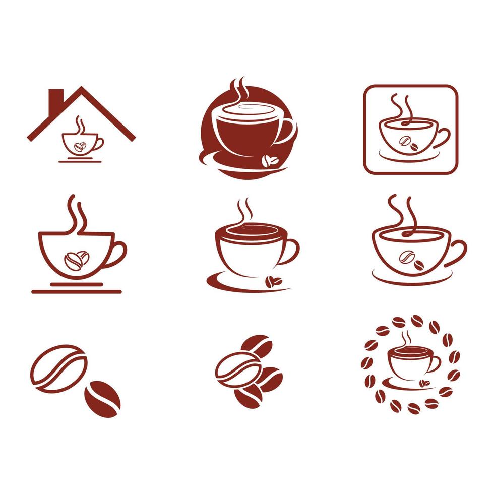 icono de vector de plantilla de logotipo de taza de café