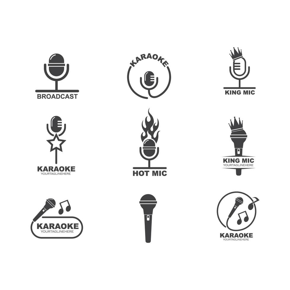 micrófono icono logo de karaoke y musical vector ilustración diseño
