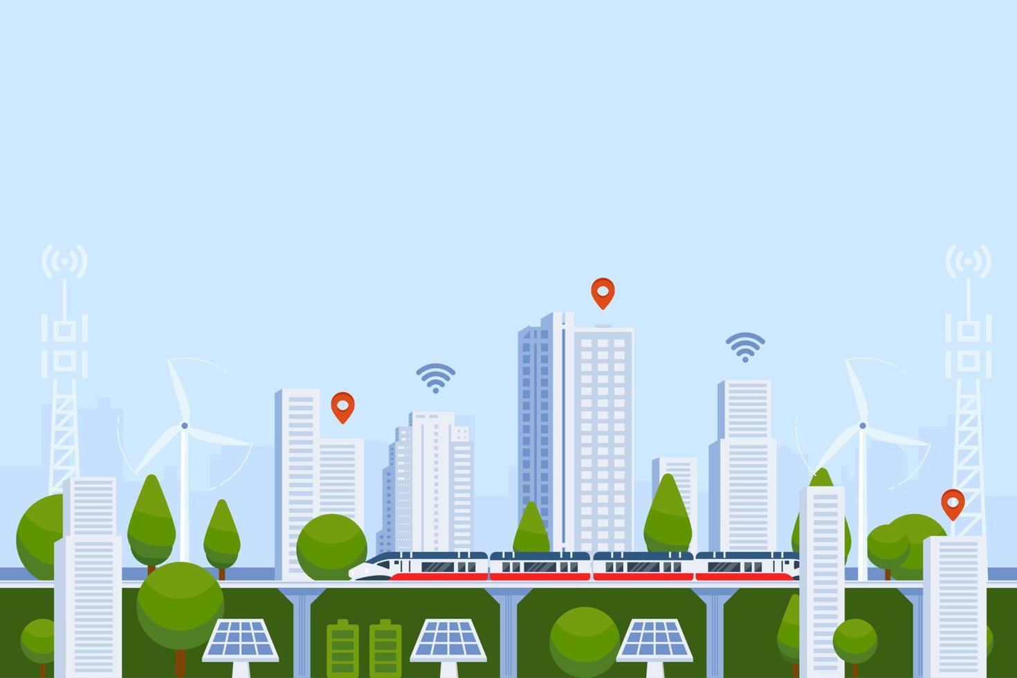 Smart city green environmental background vector