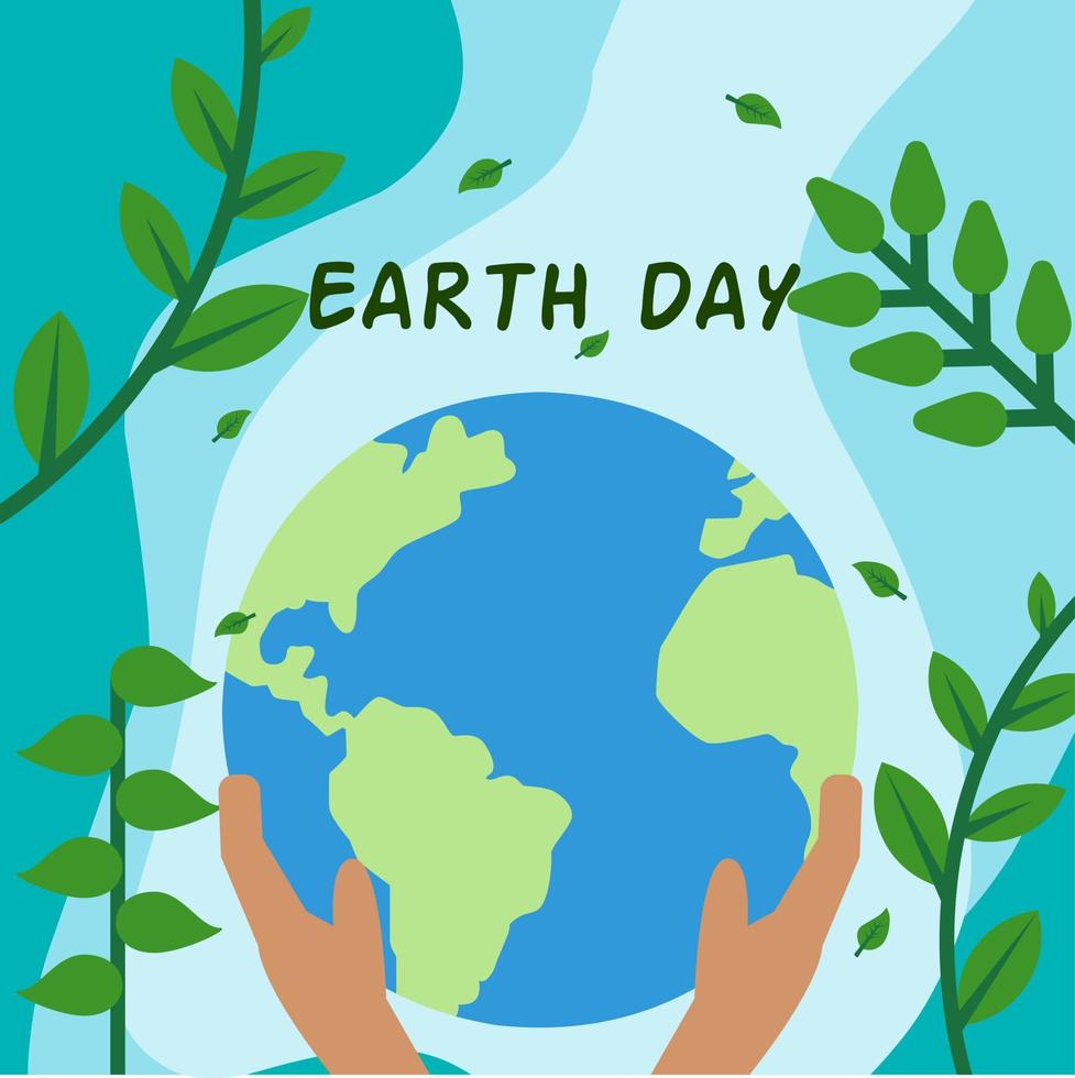 Happy earth day. Vector illustration of international mother earth day. Design for earth day celebration or environmental concerns. Green world of nature. Save the world design poster. Green planet