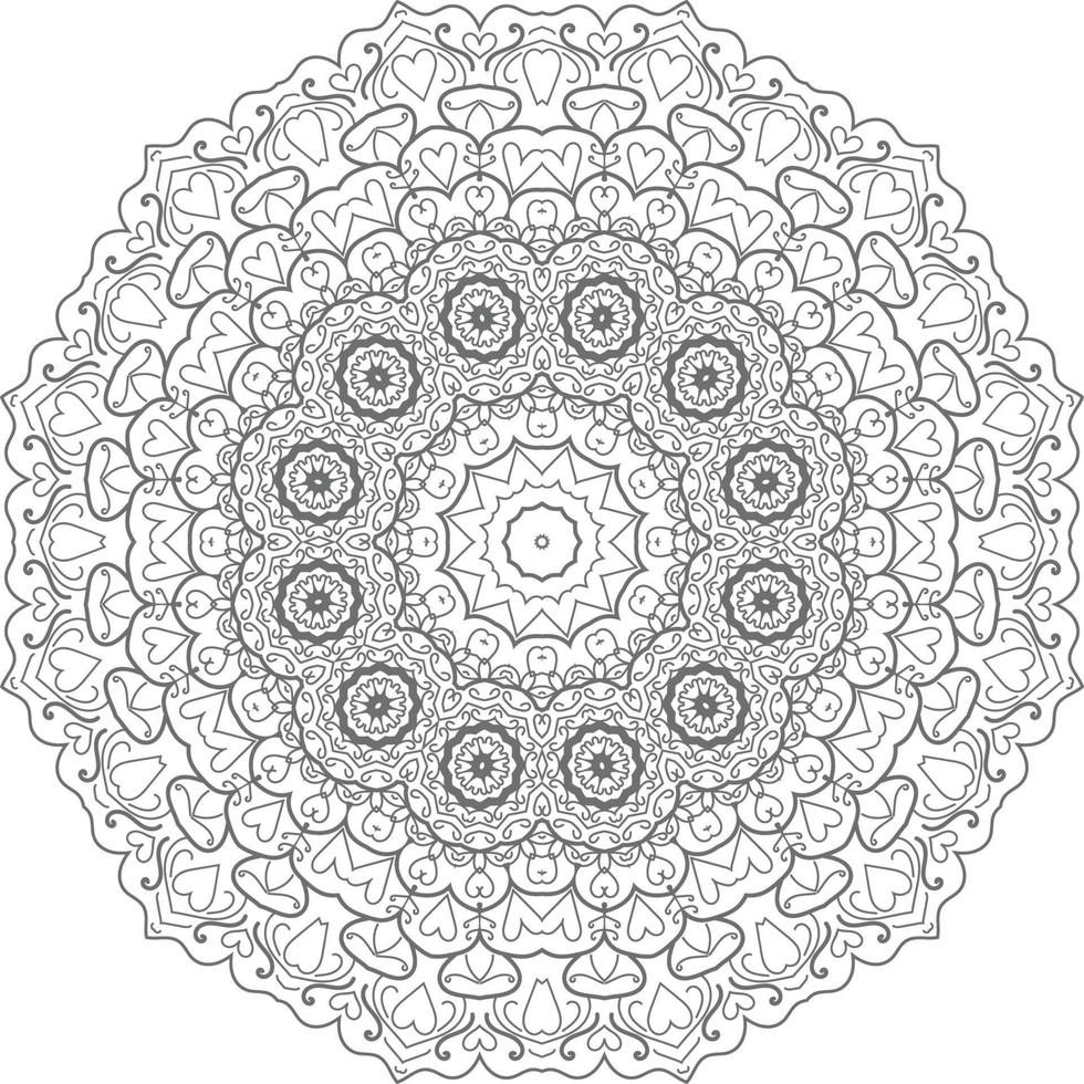 Mandala ornament outline doodle hand-drawn illustration. Vector henna tattoo style, can be used for textile, coloring books, phone case print, greeting cards etc