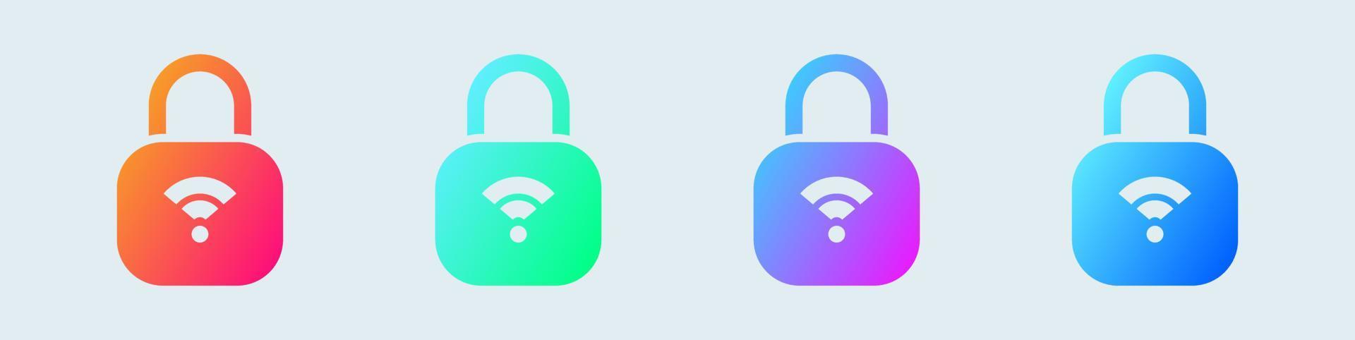 Padlock solid icon in gradient colors. Security signs vector illustration.