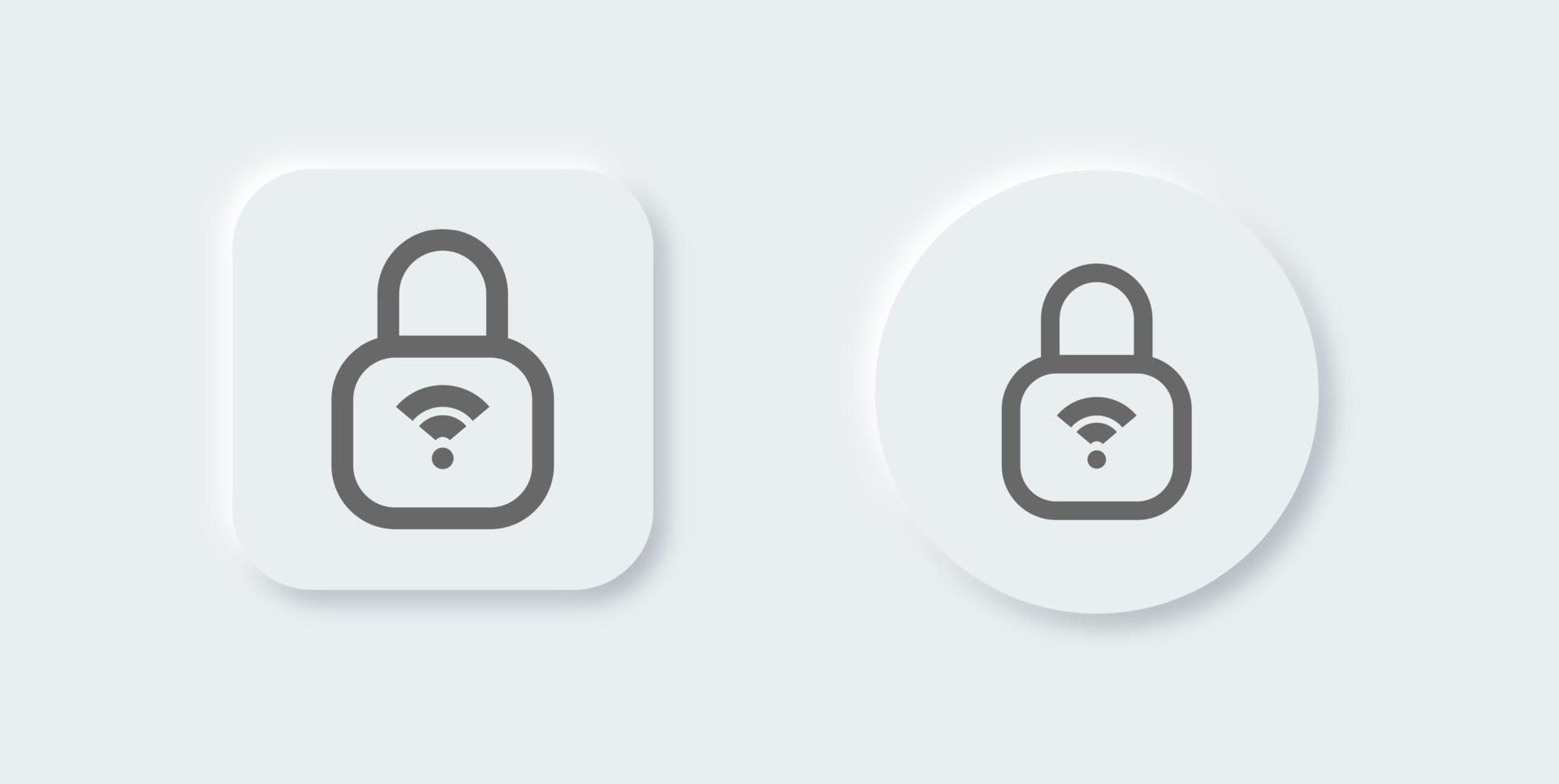 Padlock line icon in neomorphic design style. Security signs vector illustration.