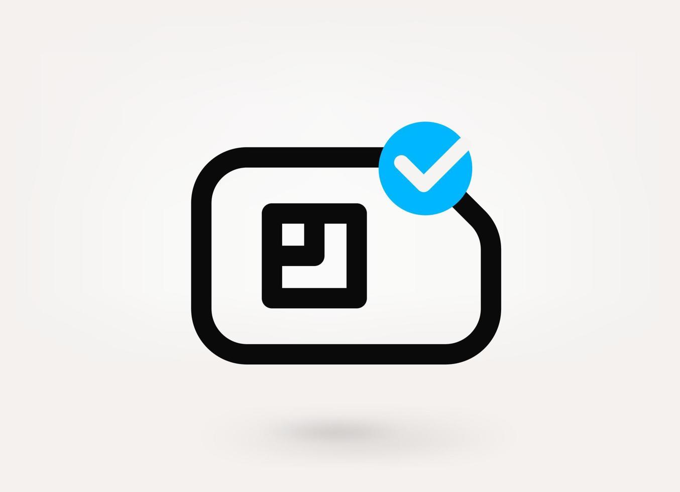 Mobile phone sim card pictogram with approve check mark. Linear vector linear icon