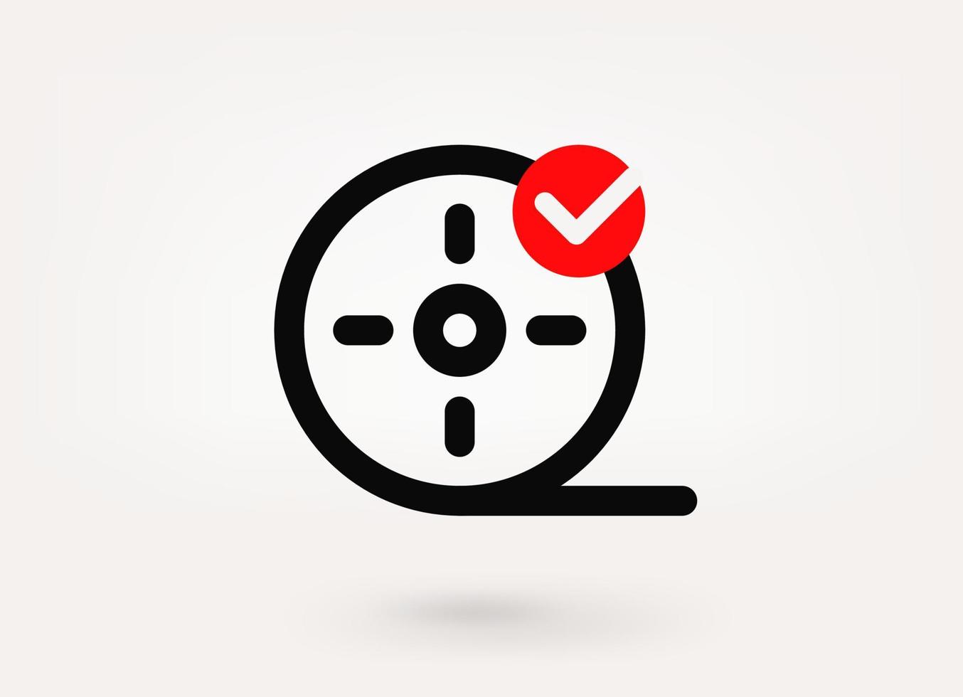 Cinema pictogram with approve check mark. Linear vector linear icon