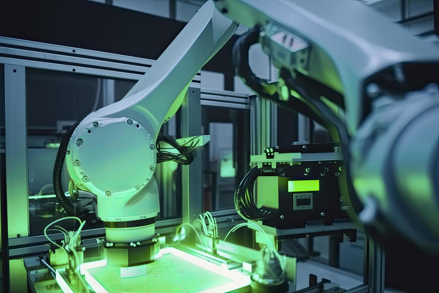 industrial machine robot, smart modern factory automation using advanced machines, industrial 4.0 manufacturing process photo