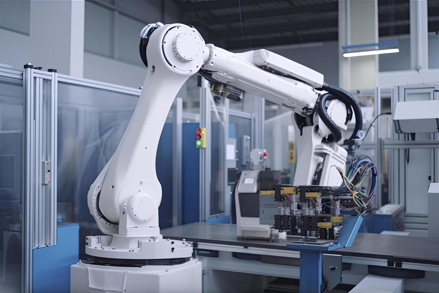 industrial machine robot, smart modern factory automation using advanced machines, industrial 4.0 manufacturing process photo