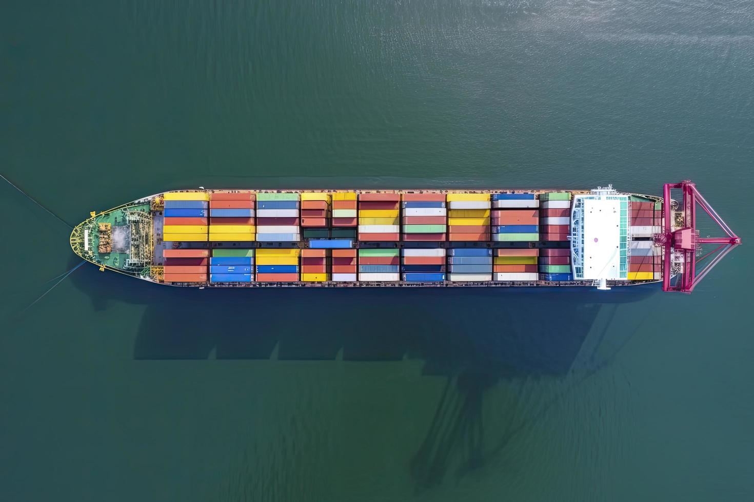 Aerial view container ship in port at container terminal port photo