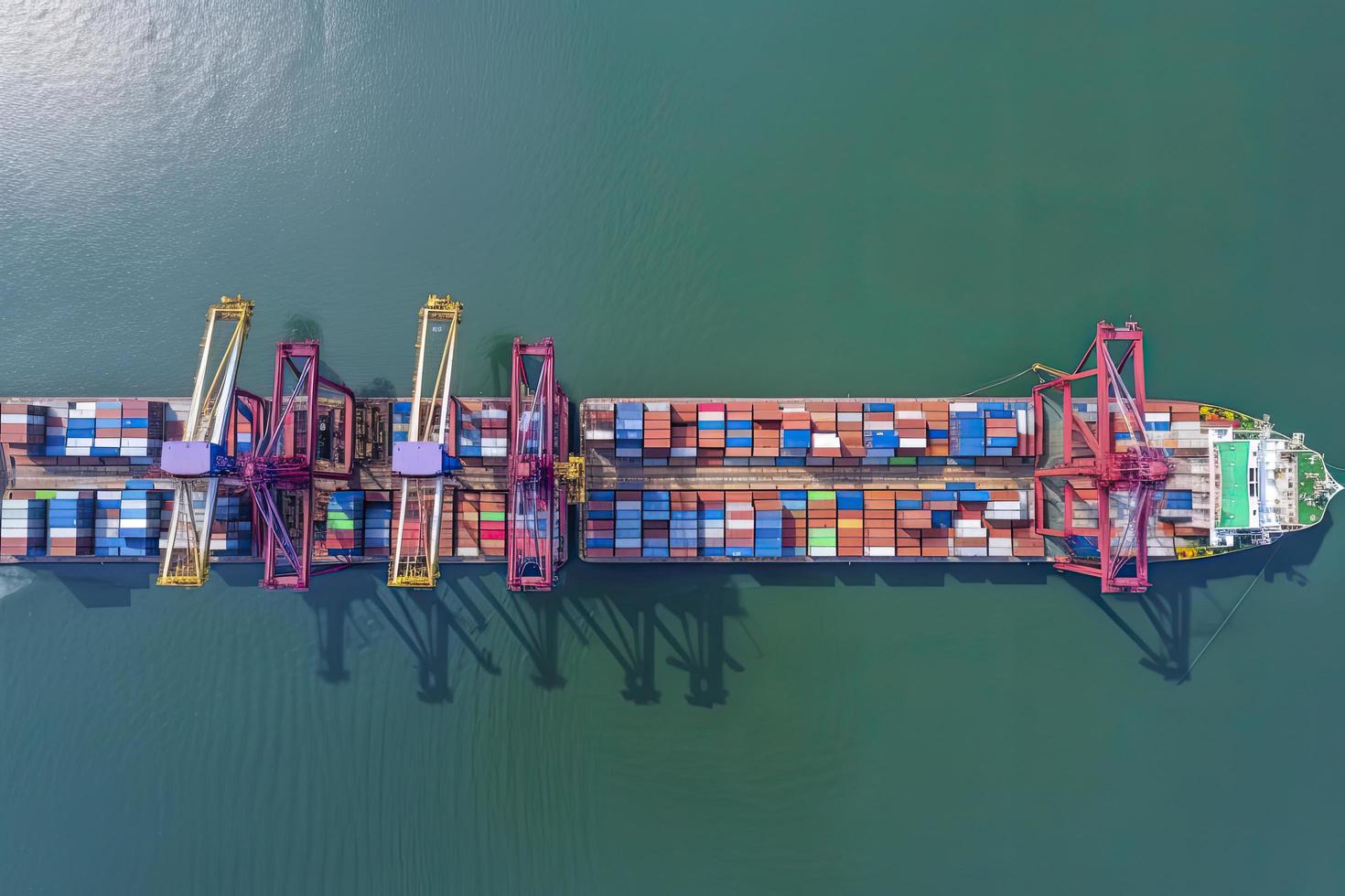 Aerial view container ship in port at container terminal port photo