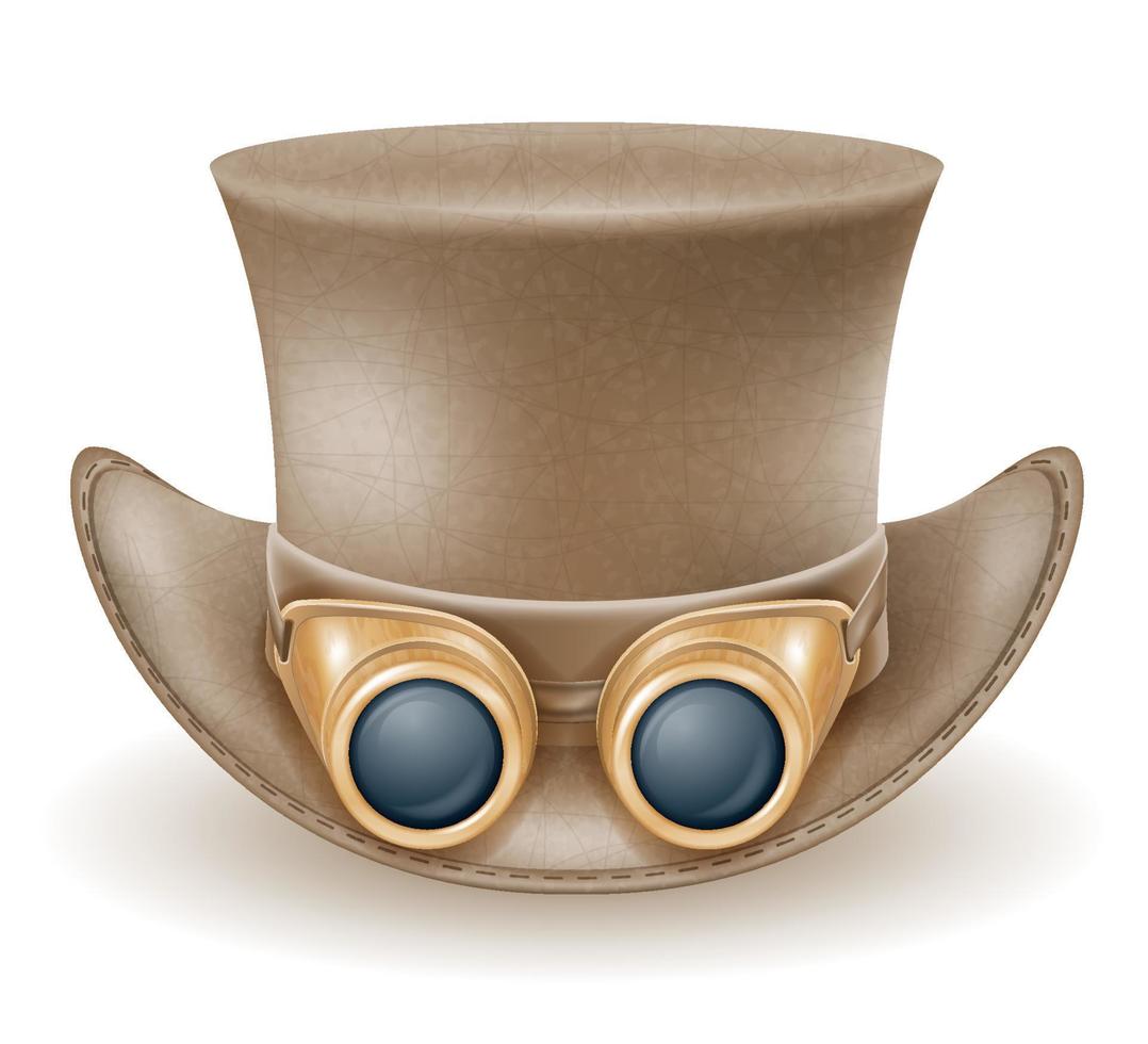 retro steampunk style hat vector illustration isolated on white background