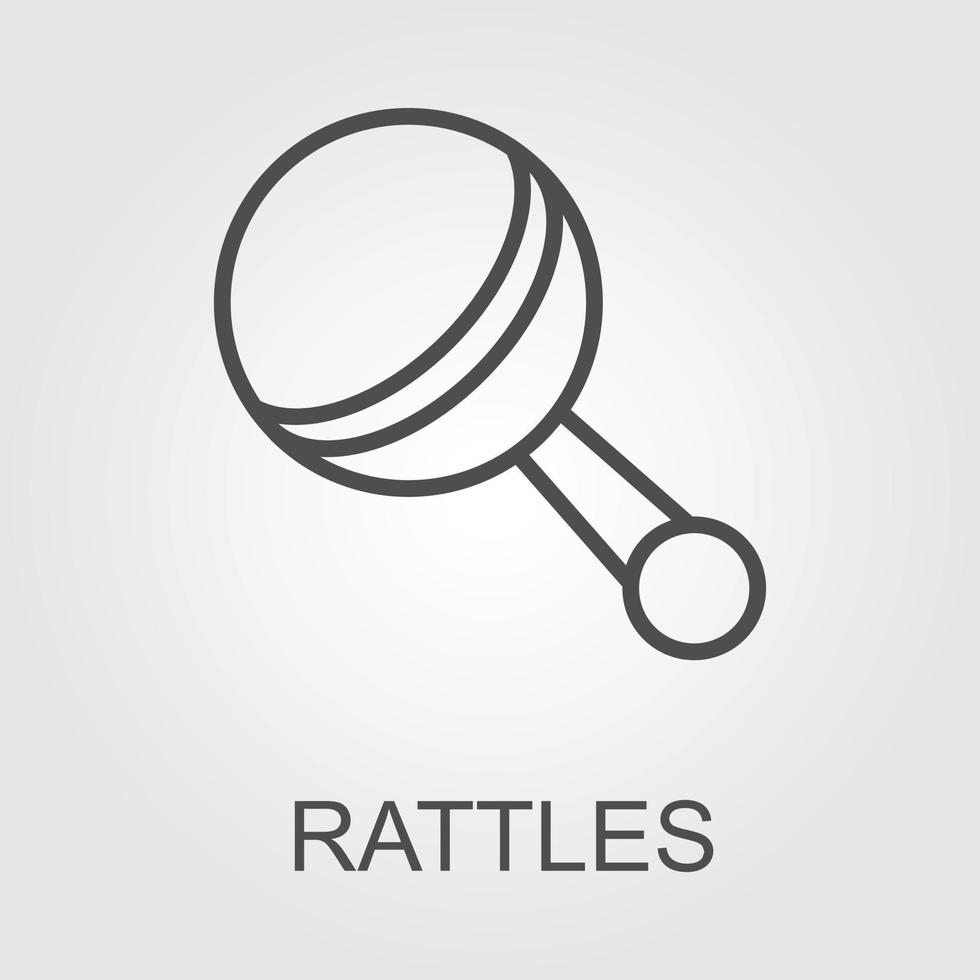 Web line icon. Baby rattle toy vector