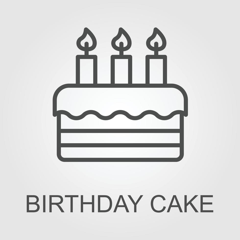 Birthday cake icon in flat style isolated on grey background. For your design, logo. Vector illustration.