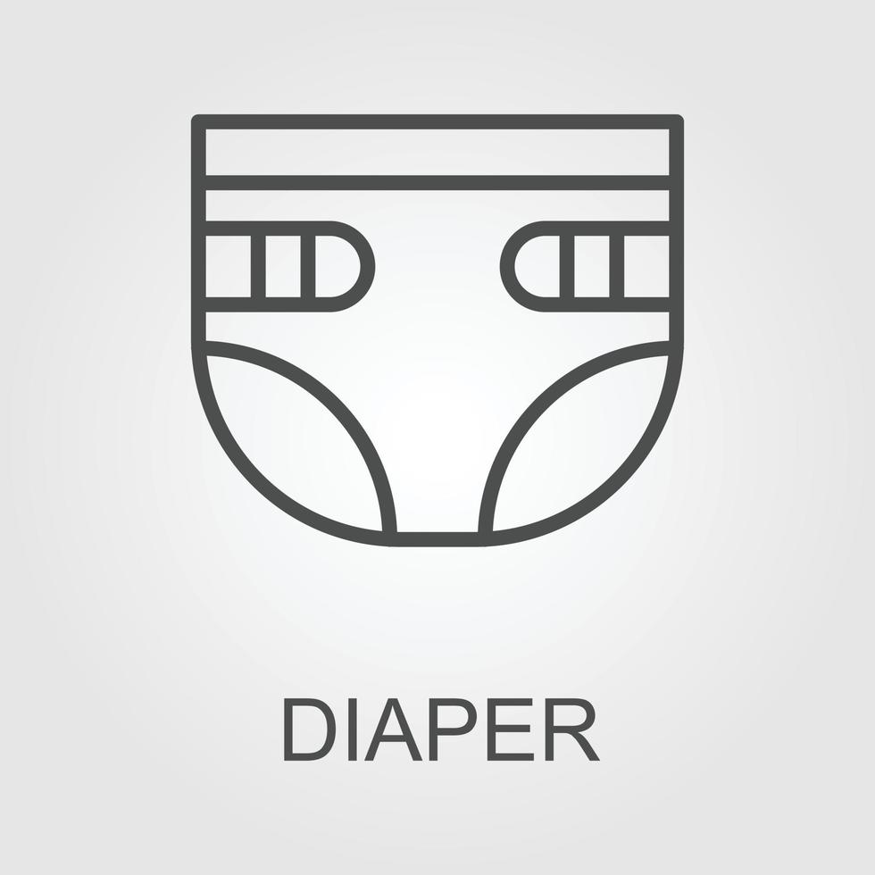 Disposable baby or adult diaper nappy line art vector icon for apps and websites