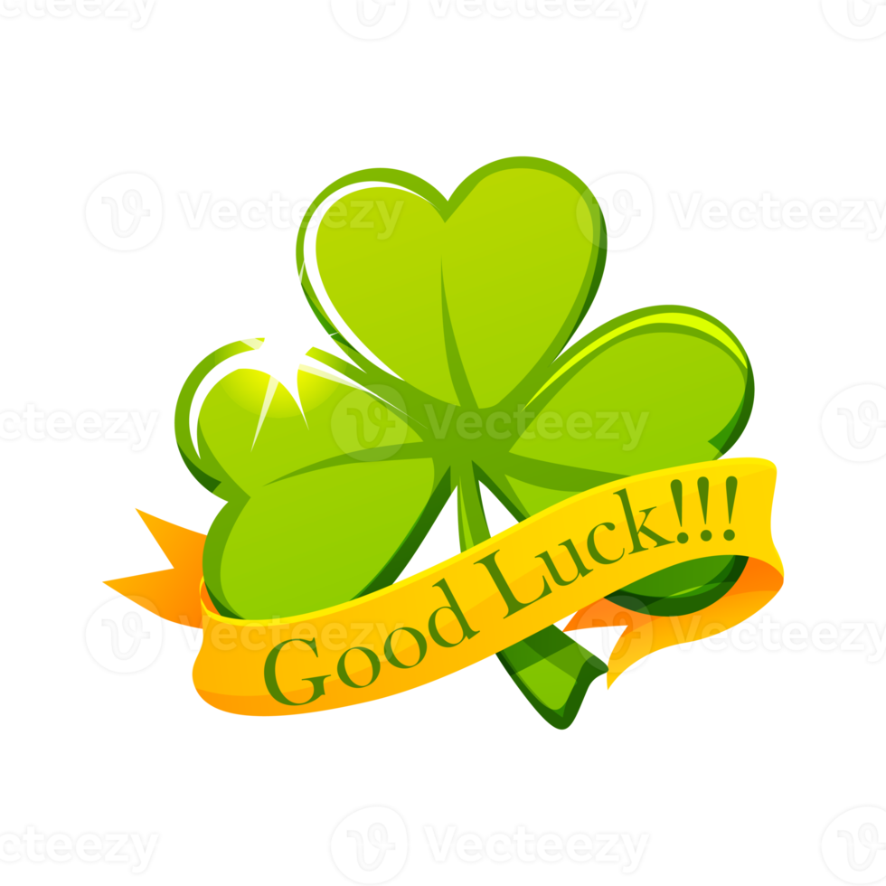 Award ribbon with clover or shamrock. Good Luck symbol png