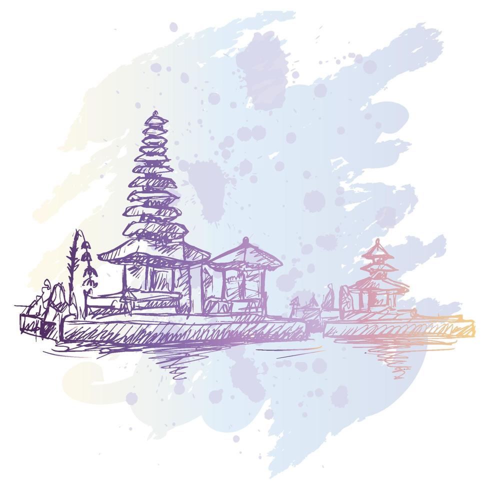 Sketch drawing of Bali temple. vector