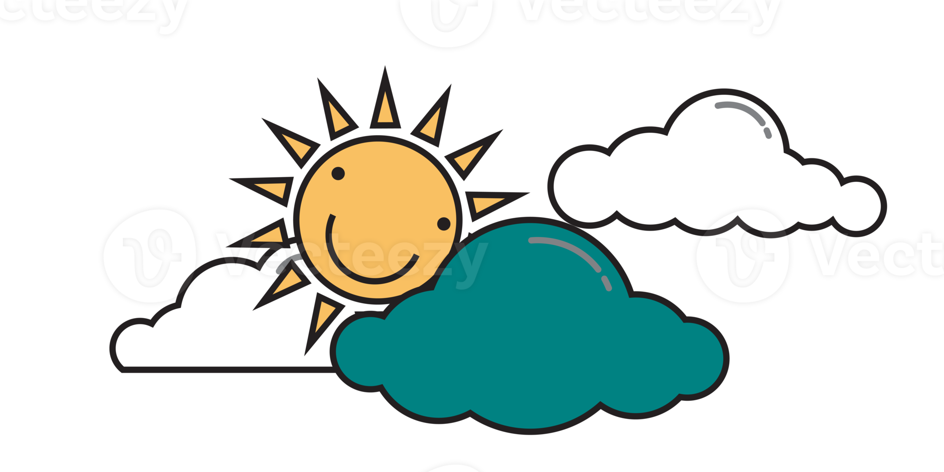Cute clouds and sun on a clear day png