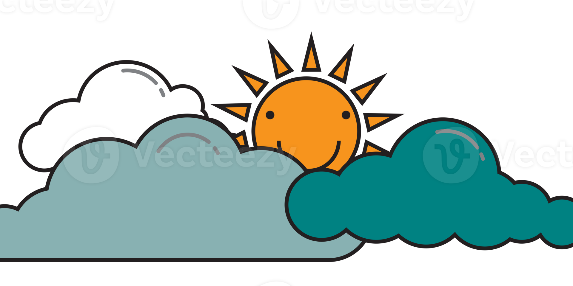 Cute clouds and sun on a clear day png