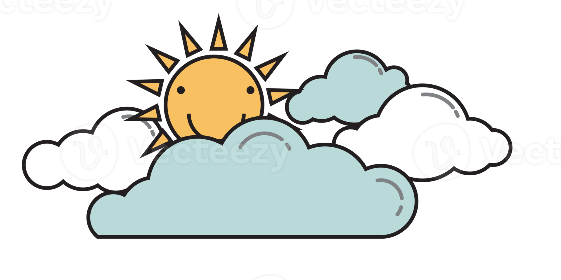 Cute clouds and sun on a clear day png