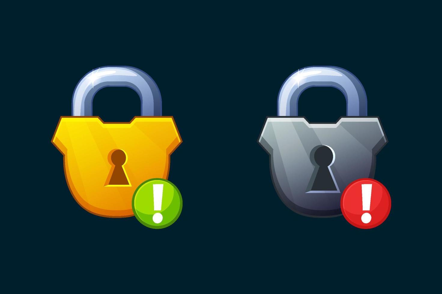 Closed golden padlock. Game icon. Block and security. vector